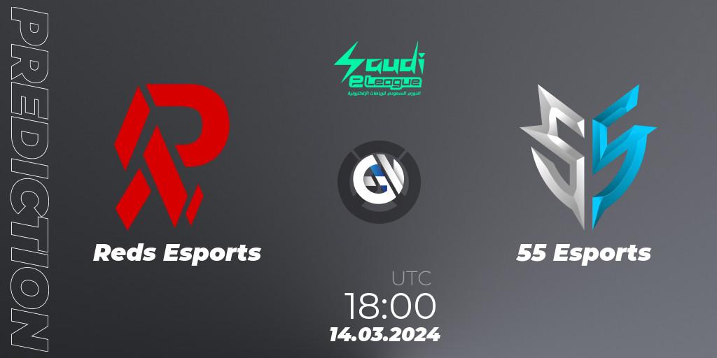 Reds Esports vs 55 Esports: Betting TIp, Match Prediction. 14.03.2024 at 18:30. Overwatch, Saudi eLeague 2024 - Major 1 / Phase 2