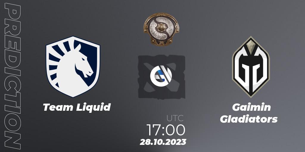 Team Liquid vs Gaimin Gladiators: Betting TIp, Match Prediction. 28.10.2023 at 17:14. Dota 2, The International 2023