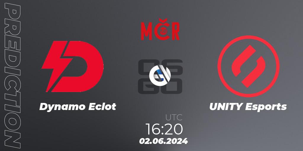 Dynamo Eclot vs UNITY Esports: Betting TIp, Match Prediction. 02.06.2024 at 15:50. Counter-Strike (CS2), Tipsport Cup Spring 2024