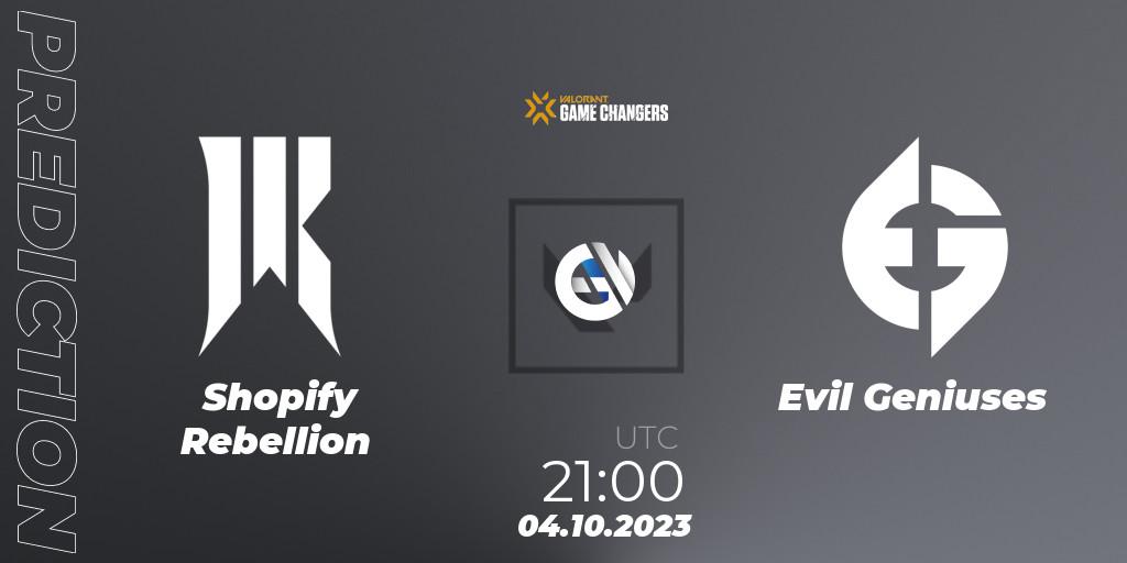 Shopify Rebellion vs Evil Geniuses: Betting TIp, Match Prediction. 04.10.23. VALORANT, VCT 2023: Game Changers North America Series S3