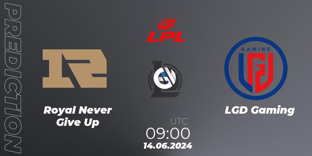 Royal Never Give Up vs LGD Gaming: Betting TIp, Match Prediction. 14.06.2024 at 09:00. LoL, LPL 2024 Summer - Group Stage
