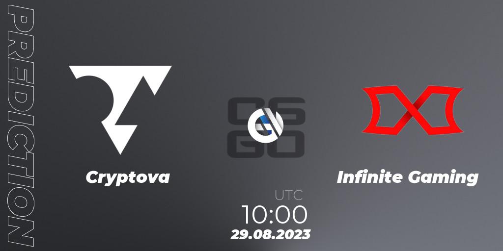 Cryptova vs Infinite Gaming: Betting TIp, Match Prediction. 29.08.23. CS2 (CS:GO), OFK BGD Esports Series #1: Balkan Closed Qualifier