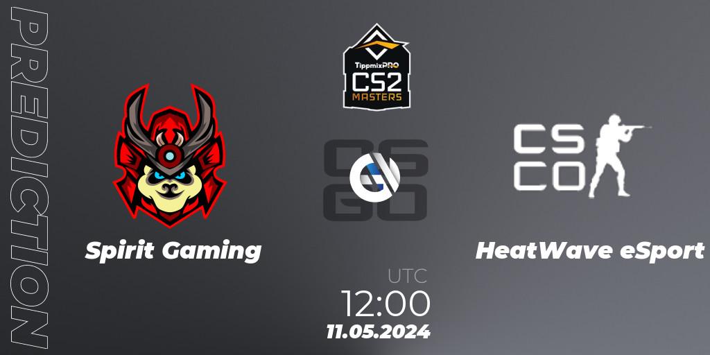 Spirit Gaming vs HeatWave eSport: Betting TIp, Match Prediction. 11.05.2024 at 16:00. Counter-Strike (CS2), TippmixPro Masters Spring 2024: Online Stage