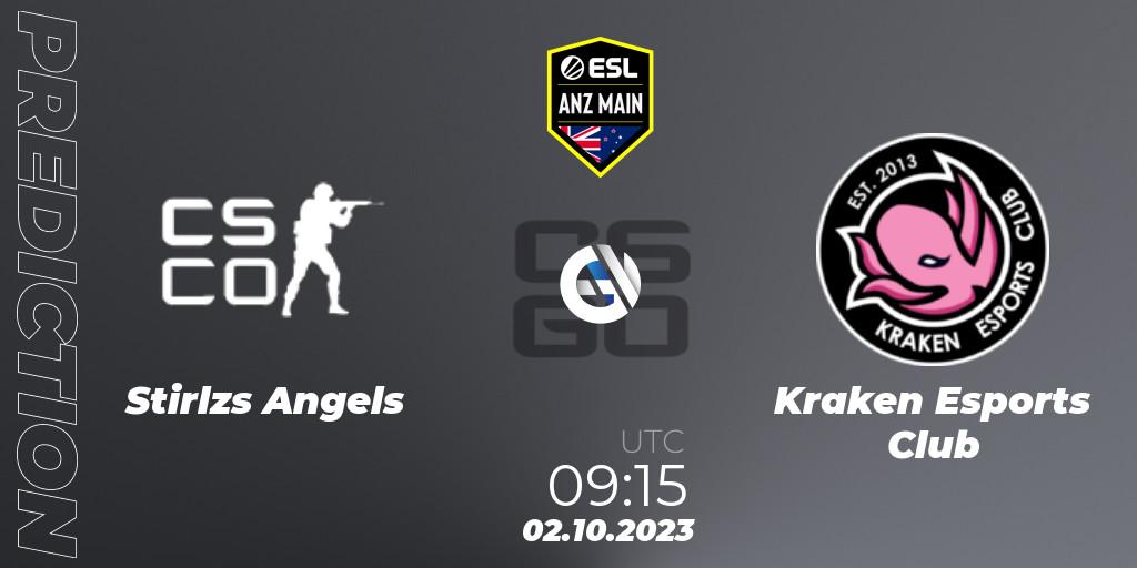 Stirlzs Angels vs Kraken Esports Club: Betting TIp, Match Prediction. 02.10.2023 at 09:15. Counter-Strike (CS2), ESL ANZ Main Season 17