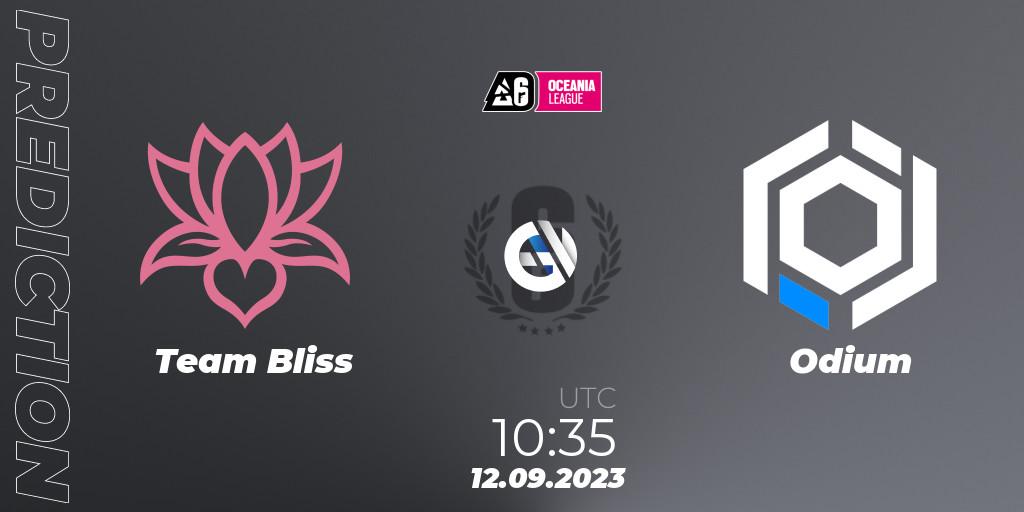 Team Bliss vs Odium: Betting TIp, Match Prediction. 12.09.2023 at 10:35. Rainbow Six, Oceania League 2023 - Stage 2