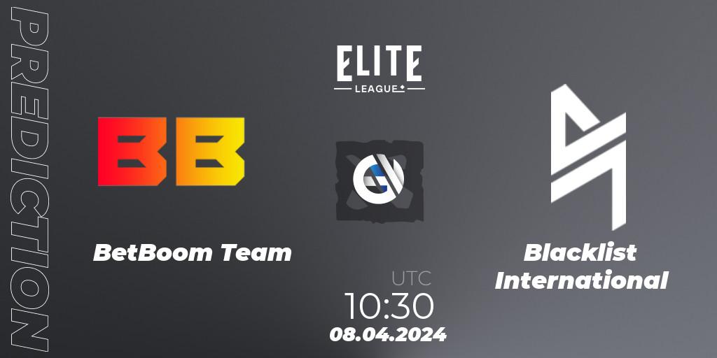BetBoom Team vs Blacklist International: Betting TIp, Match Prediction. 08.04.2024 at 10:38. Dota 2, Elite League: Round-Robin Stage