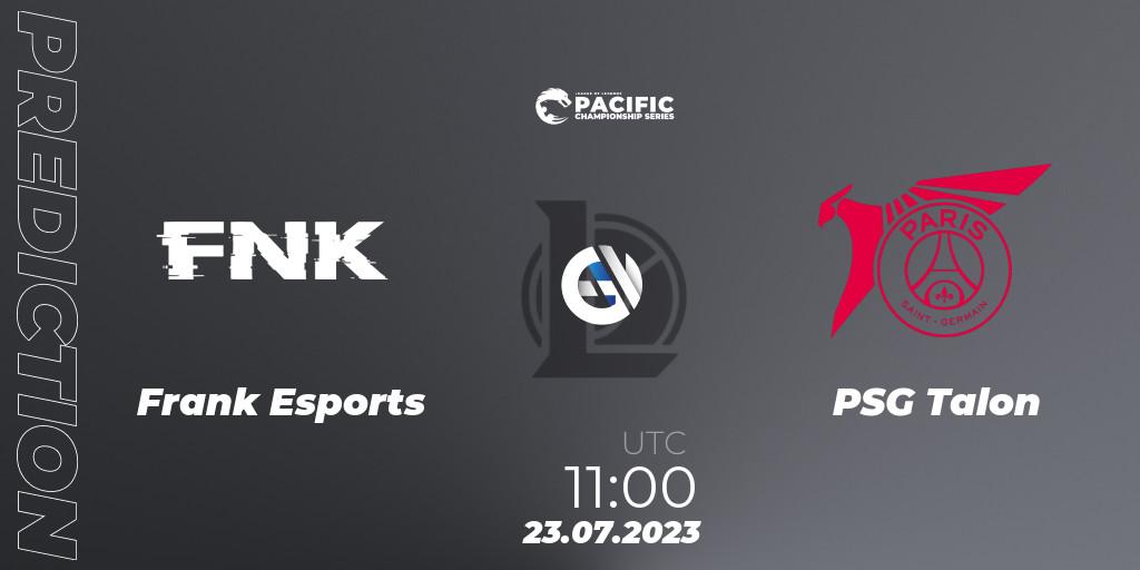 Frank Esports vs PSG Talon: Betting TIp, Match Prediction. 23.07.2023 at 11:00. LoL, PACIFIC Championship series Group Stage