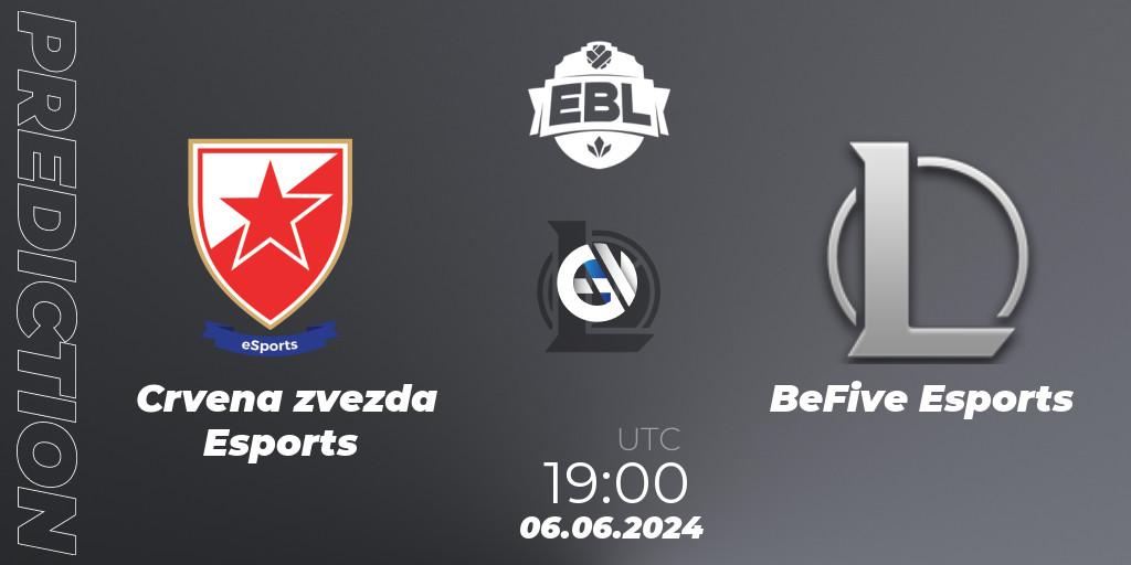 Crvena zvezda Esports vs BeFive Esports: Betting TIp, Match Prediction. 06.06.2024 at 19:00. LoL, Esports Balkan League Season 15