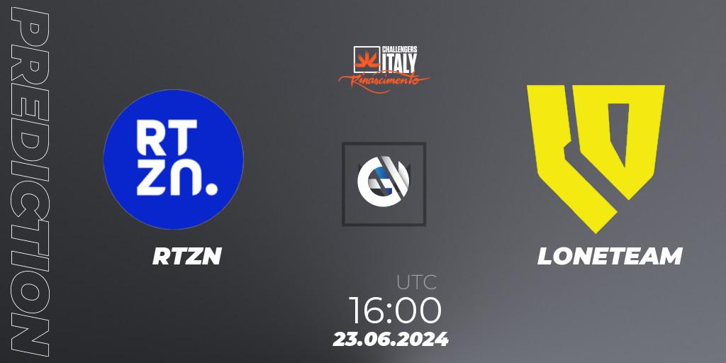 RTZN vs LONETEAM: Betting TIp, Match Prediction. 23.06.2024 at 16:00. VALORANT, VALORANT Challengers 2024 Italy: Rinascimento Split 2