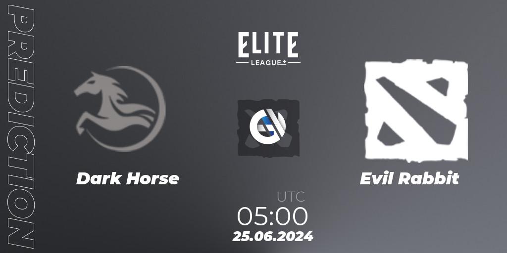 Dark Horse vs Evil Rabbit: Betting TIp, Match Prediction. 25.06.2024 at 05:00. Dota 2, Elite League Season 2: China Closed Qualifier