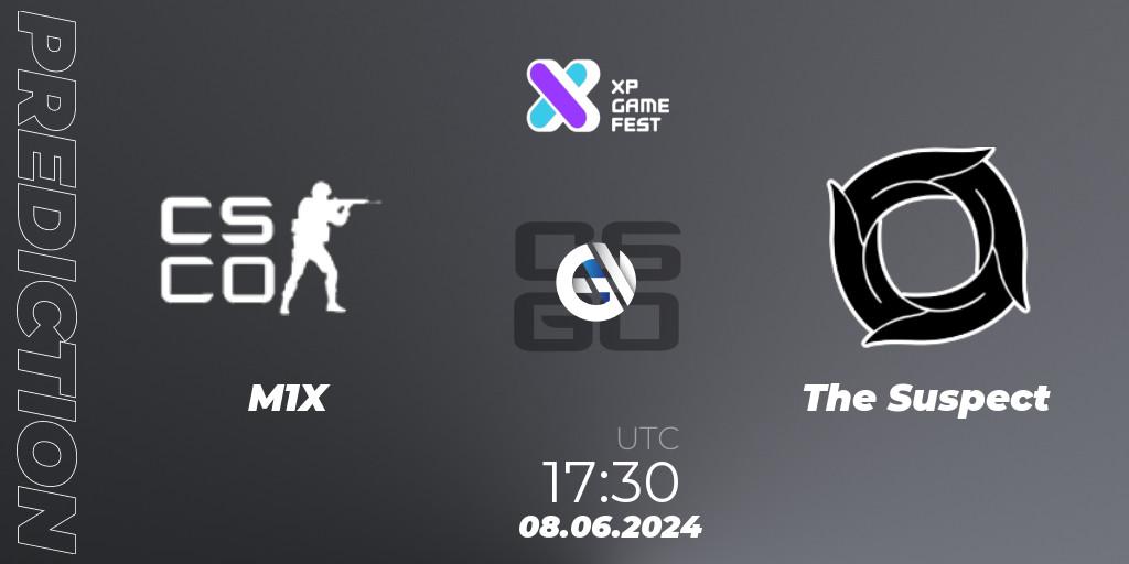M1X vs The Suspect: Betting TIp, Match Prediction. 08.06.2024 at 18:00. Counter-Strike (CS2), XP Game Fest 2024