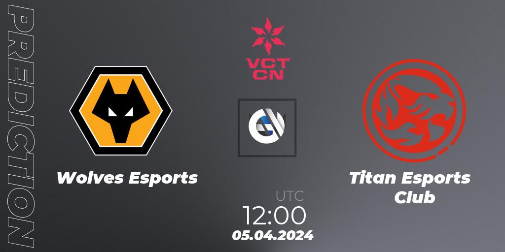 Wolves Esports vs Titan Esports Club: Betting TIp, Match Prediction. 05.04.2024 at 12:00. VALORANT, VALORANT Champions Tour China 2024: Stage 1 - Group Stage