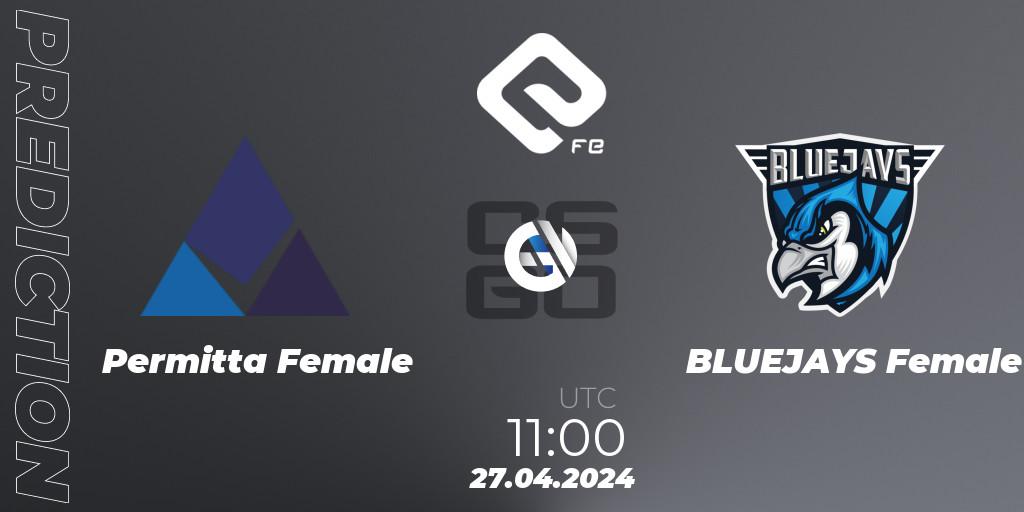 Permitta Female vs BLUEJAYS Female: Betting TIp, Match Prediction. 27.04.2024 at 11:00. Counter-Strike (CS2), ELITE FE #1