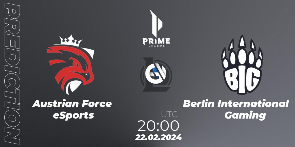 Austrian Force eSports vs Berlin International Gaming: Betting TIp, Match Prediction. 22.02.24. LoL, Prime League Spring 2024 - Group Stage