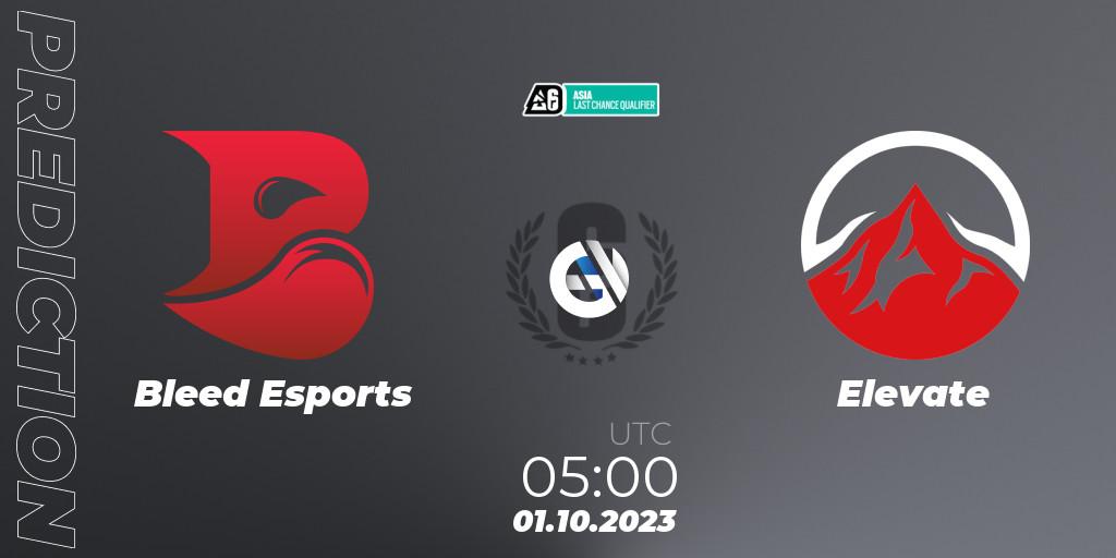 Bleed Esports vs Elevate: Betting TIp, Match Prediction. 01.10.23. Rainbow Six, Asia League 2023 - Stage 2 - Last Chance Qualifiers