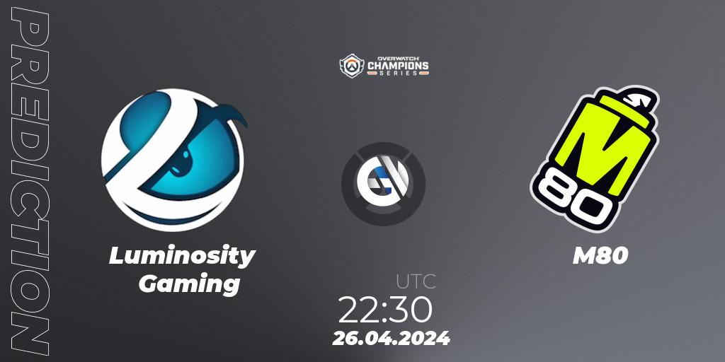 Luminosity Gaming vs M80: Betting TIp, Match Prediction. 26.04.24. Overwatch, Overwatch Champions Series 2024 - North America Stage 2 Main Event