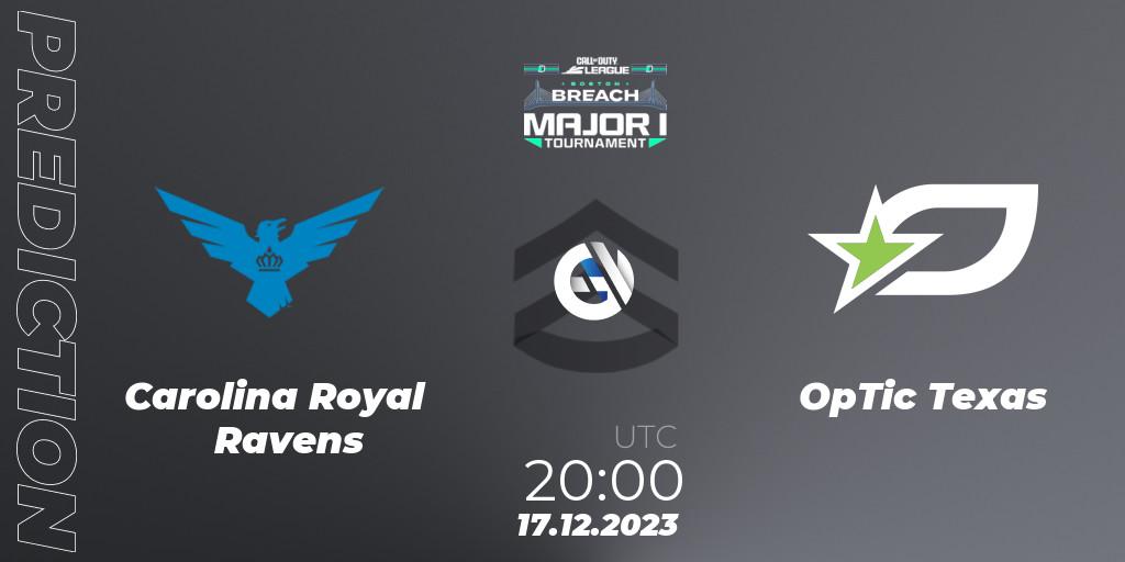 Carolina Royal Ravens vs OpTic Texas: Betting TIp, Match Prediction. 17.12.2023 at 20:00. Call of Duty, Call of Duty League 2024: Stage 1 Major Qualifiers