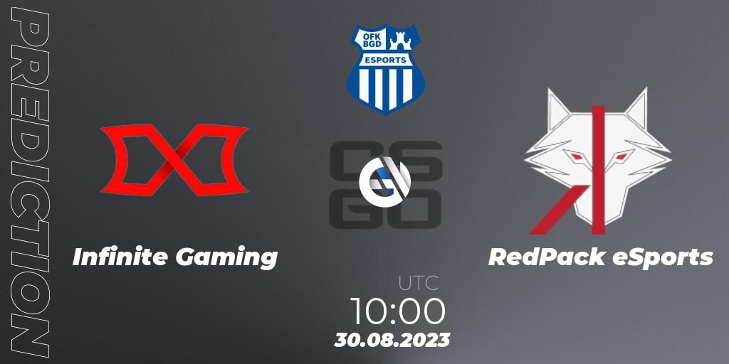 Infinite Gaming vs RedPack eSports: Betting TIp, Match Prediction. 30.08.23. CS2 (CS:GO), OFK BGD Esports Series #1: Balkan Closed Qualifier