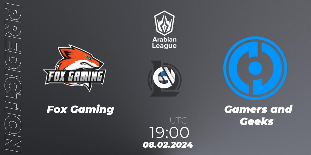 Fox Gaming vs Gamers and Geeks: Betting TIp, Match Prediction. 08.02.24. LoL, Arabian League Spring 2024
