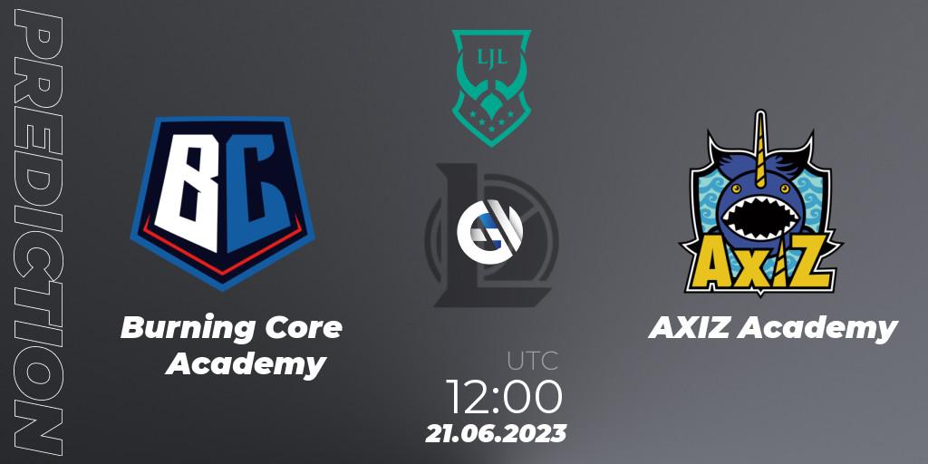 Burning Core Academy vs AXIZ Academy: Betting TIp, Match Prediction. 21.06.2023 at 12:00. LoL, LJL Academy 2023 - Group Stage