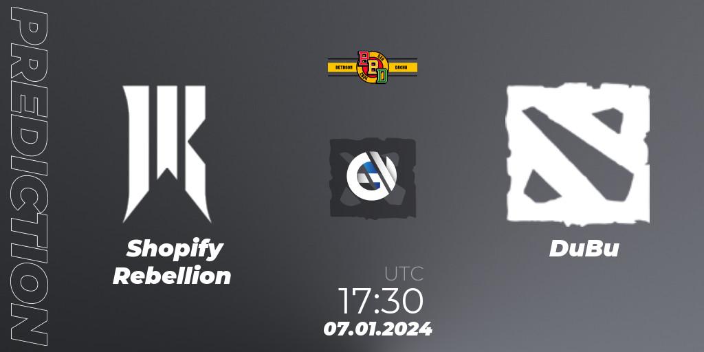 Shopify Rebellion vs DuBu: Betting TIp, Match Prediction. 07.01.2024 at 17:31. Dota 2, BetBoom Dacha Dubai 2024: NA and SA Closed Qualifier