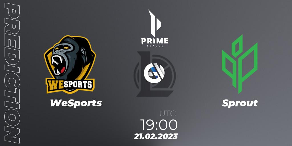 WeSports vs Sprout: Betting TIp, Match Prediction. 21.02.2023 at 19:00. LoL, Prime League 2nd Division Spring 2023 - Group Stage