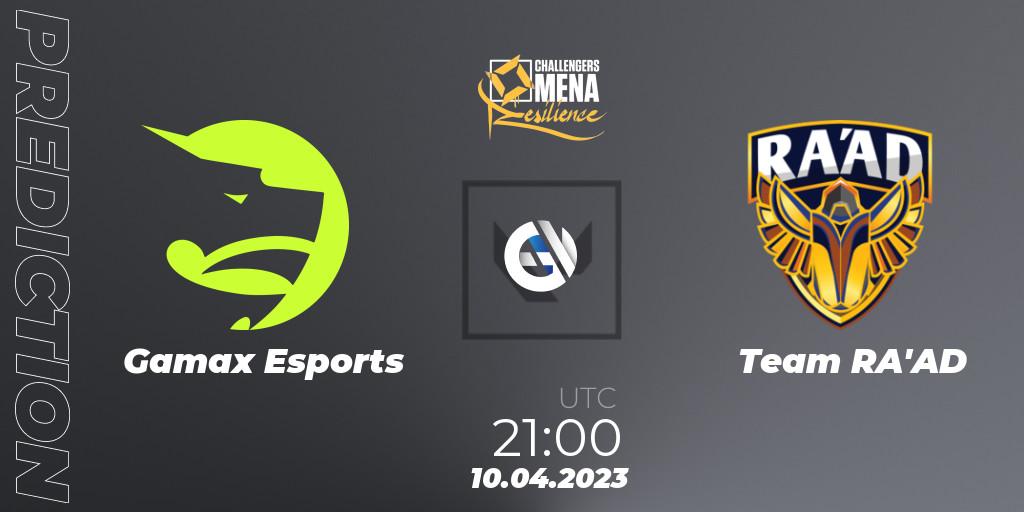 Gamax Esports vs Team RA'AD: Betting TIp, Match Prediction. 10.04.2023 at 21:00. VALORANT, VALORANT Challengers 2023 MENA: Resilience Split 2 - Levant and North Africa