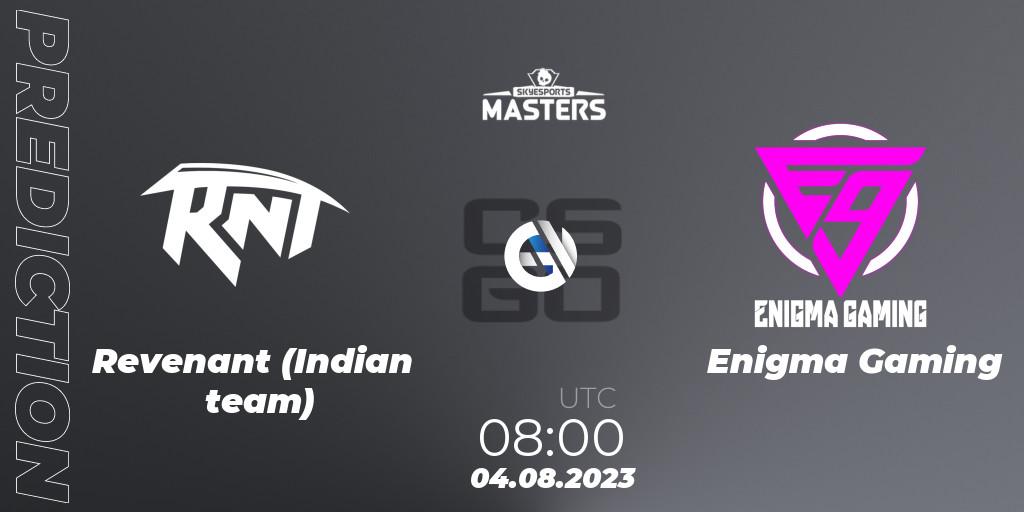 Revenant (Indian team) vs Enigma Gaming: Betting TIp, Match Prediction. 04.08.2023 at 08:00. Counter-Strike (CS2), Skyesports Masters 2023: Regular Season