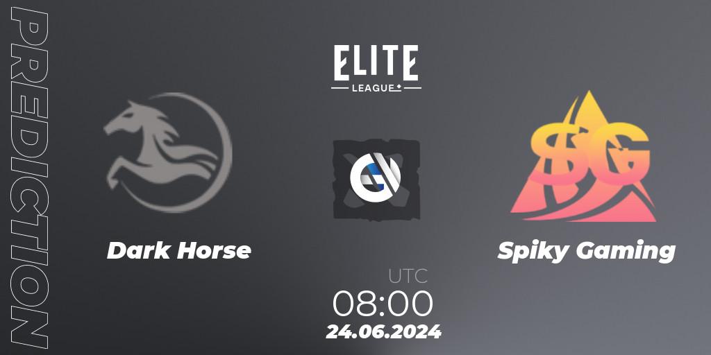 Dark Horse vs Spiky Gaming: Betting TIp, Match Prediction. 24.06.2024 at 06:30. Dota 2, Elite League Season 2: China Closed Qualifier