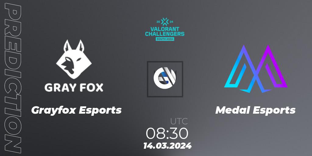 Grayfox Esports vs Medal Esports: Betting TIp, Match Prediction. 14.03.2024 at 08:30. VALORANT, VALORANT Challengers 2024: South Asia Split 1 - Cup 1