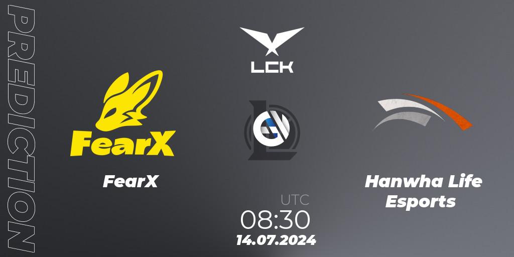 FearX vs Hanwha Life Esports: Betting TIp, Match Prediction. 14.07.2024 at 08:30. LoL, LCK Summer 2024 Group Stage