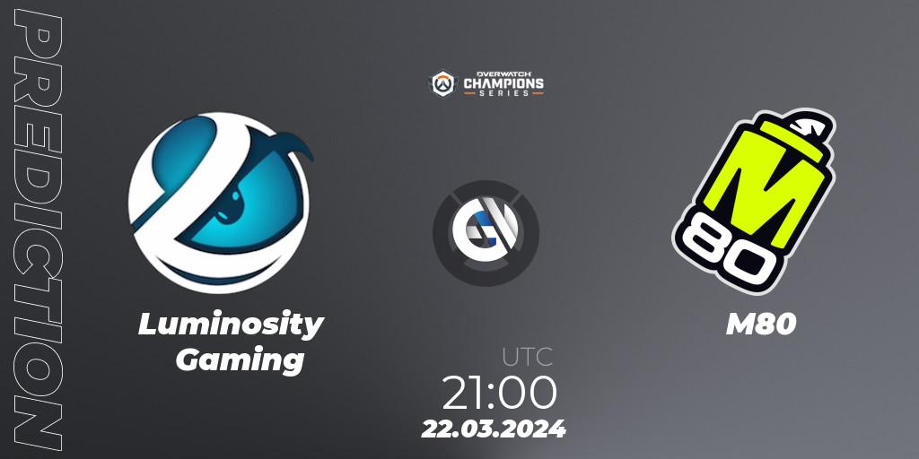 Luminosity Gaming vs M80: Betting TIp, Match Prediction. 22.03.24. Overwatch, Overwatch Champions Series 2024 - North America Stage 1 Main Event
