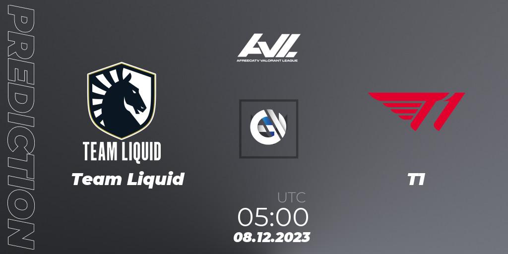 Team Liquid vs T1: Betting TIp, Match Prediction. 08.12.2023 at 05:00. VALORANT, AfreecaTV VALORANT LEAGUE