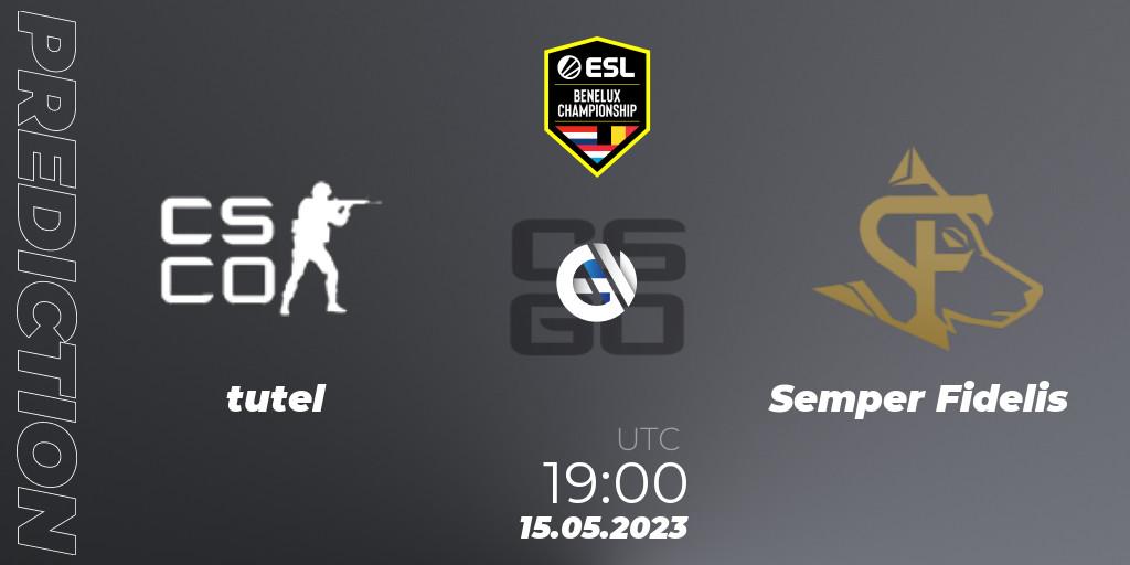 tutel vs Semper Fidelis: Betting TIp, Match Prediction. 15.05.2023 at 19:00. Counter-Strike (CS2), ESL Benelux Championship Spring 2023