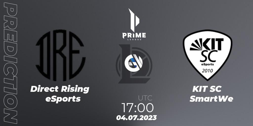 Direct Rising eSports vs KIT SC SmartWe: Betting TIp, Match Prediction. 04.07.2023 at 17:00. LoL, Prime League 2nd Division Summer 2023