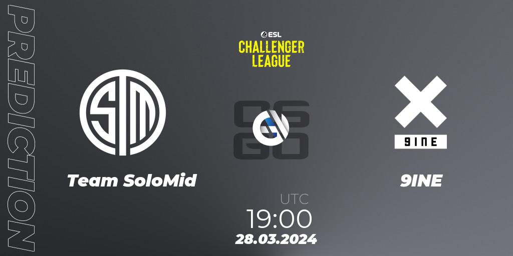 Team SoloMid vs 9INE: Betting TIp, Match Prediction. 28.03.2024 at 19:00. Counter-Strike (CS2), ESL Challenger League Season 47: Europe