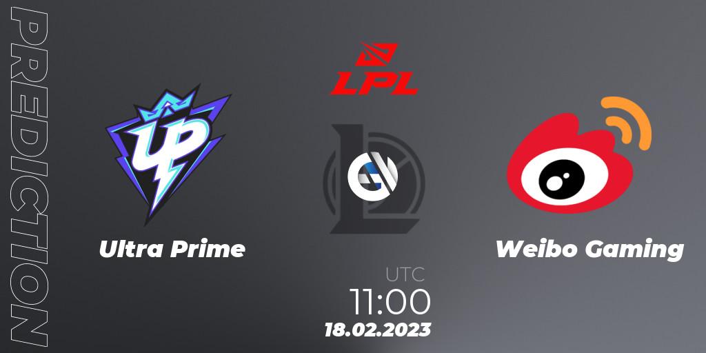 Ultra Prime vs Weibo Gaming: Betting TIp, Match Prediction. 18.02.2023 at 12:10. LoL, LPL Spring 2023 - Group Stage