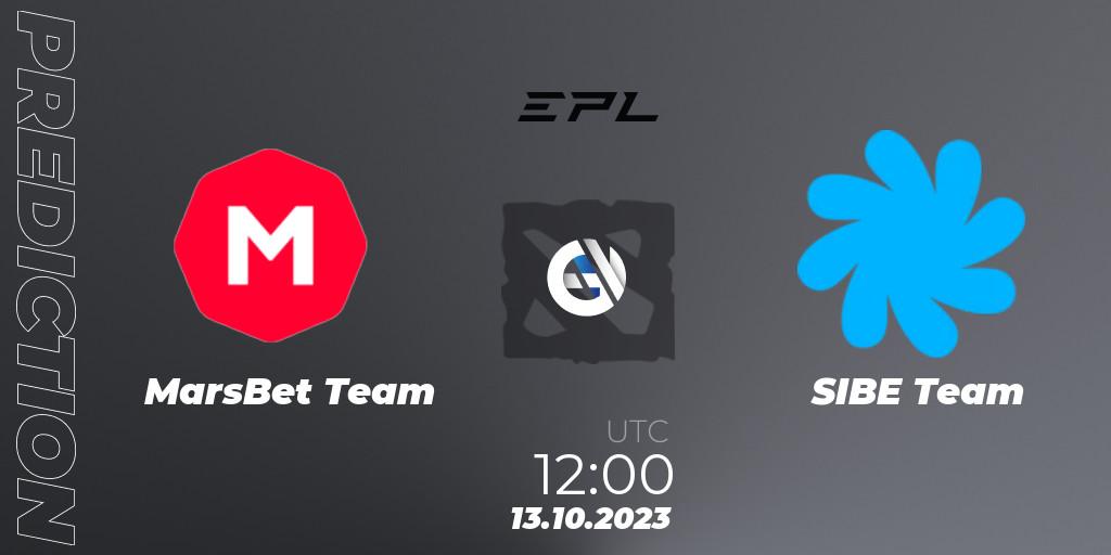 MarsBet Team vs SIBE Team: Betting TIp, Match Prediction. 13.10.2023 at 12:05. Dota 2, European Pro League Season 13