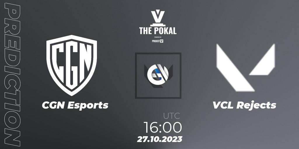 CGN Esports vs VCL Rejects: Betting TIp, Match Prediction. 27.10.2023 at 16:00. VALORANT, PROJECT V 2023: THE POKAL