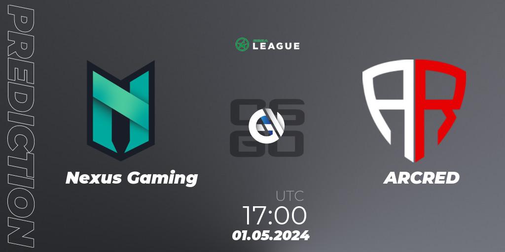 Nexus Gaming vs ARCRED: Betting TIp, Match Prediction. 01.05.2024 at 17:00. Counter-Strike (CS2), ESEA Season 49: Advanced Division - Europe