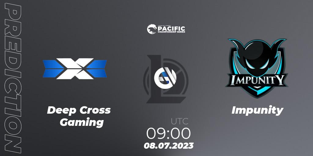 Deep Cross Gaming vs Impunity: Betting TIp, Match Prediction. 08.07.2023 at 09:00. LoL, PACIFIC Championship series Group Stage