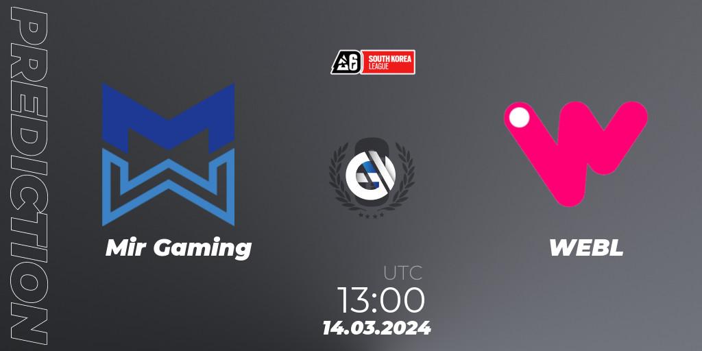 Mir Gaming vs WEBL: Betting TIp, Match Prediction. 14.03.2024 at 13:00. Rainbow Six, South Korea League 2024 - Stage 1