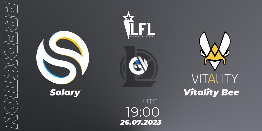 Solary vs Vitality Bee: Betting TIp, Match Prediction. 26.07.23. LoL, LFL Summer 2023 - Group Stage