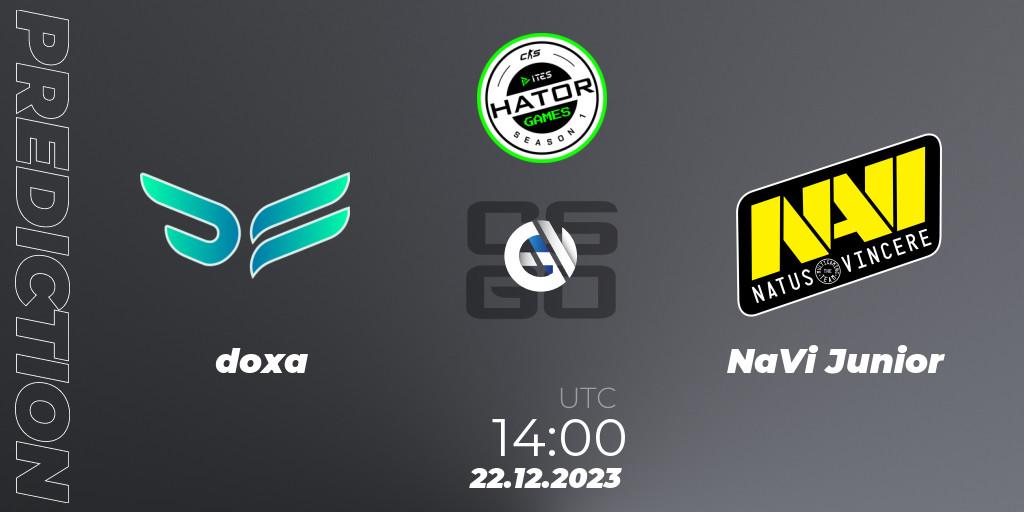 doxa vs NaVi Junior: Betting TIp, Match Prediction. 22.12.2023 at 14:00. Counter-Strike (CS2), HATOR Games #1
