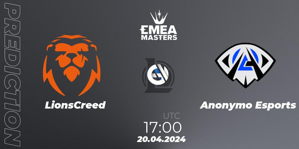 LionsCreed vs Anonymo Esports: Betting TIp, Match Prediction. 20.04.24. LoL, EMEA Masters Spring 2024 - Group Stage