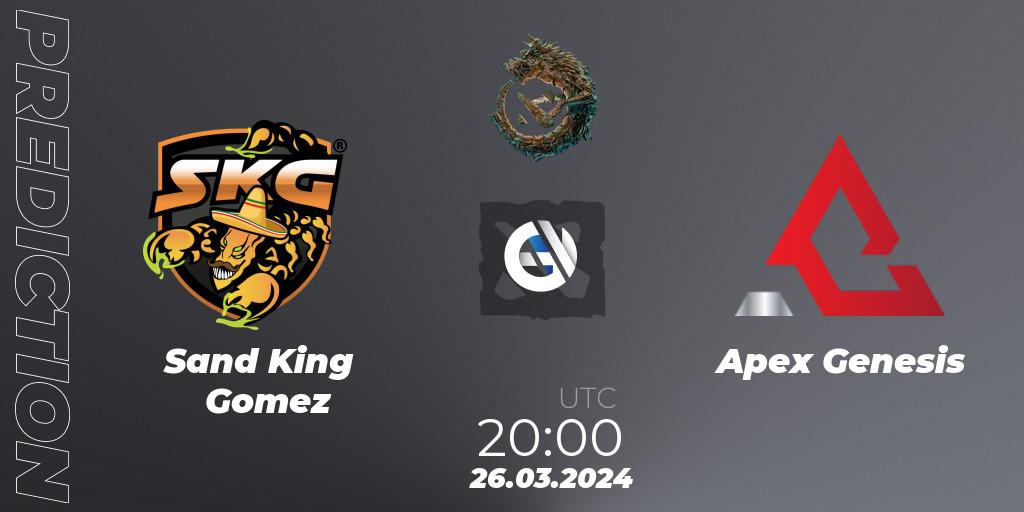Sand King Gomez vs Apex Genesis: Betting TIp, Match Prediction. 26.03.24. Dota 2, PGL Wallachia Season 1: North America Closed Qualifier