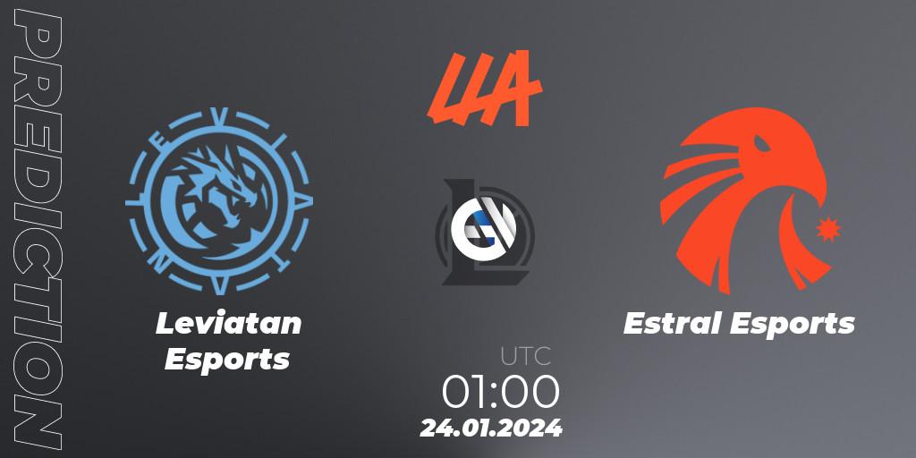 Leviatan Esports vs Estral Esports: Betting TIp, Match Prediction. 24.01.2024 at 01:00. LoL, LLA 2024 Opening Group Stage