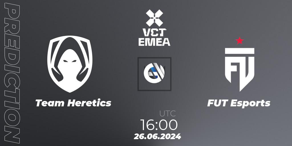 Team Heretics vs FUT Esports: Betting TIp, Match Prediction. 26.06.2024 at 16:00. VALORANT, VALORANT Champions Tour 2024: EMEA League - Stage 2 - Group Stage