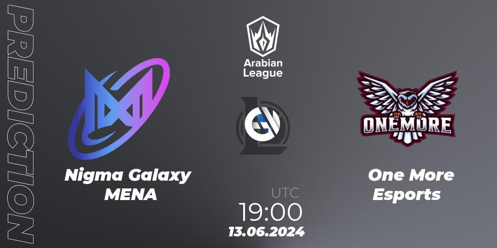 Nigma Galaxy MENA vs One More Esports: Betting TIp, Match Prediction. 13.06.2024 at 19:00. LoL, Arabian League Summer 2024