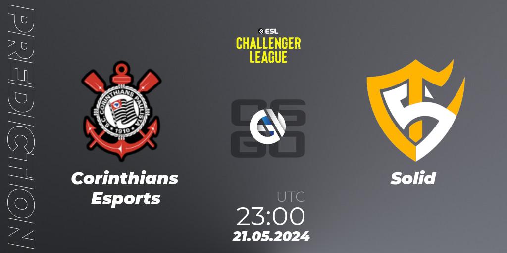Corinthians Esports vs Solid: Betting TIp, Match Prediction. 21.05.2024 at 23:00. Counter-Strike (CS2), ESL Challenger League Season 47: South America